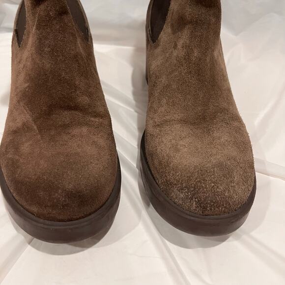 Emanuele Crasto Chelsea Boots Size 39 NWOT Italy Brown Suede Leather Stack Heel - Picture 6 of 11